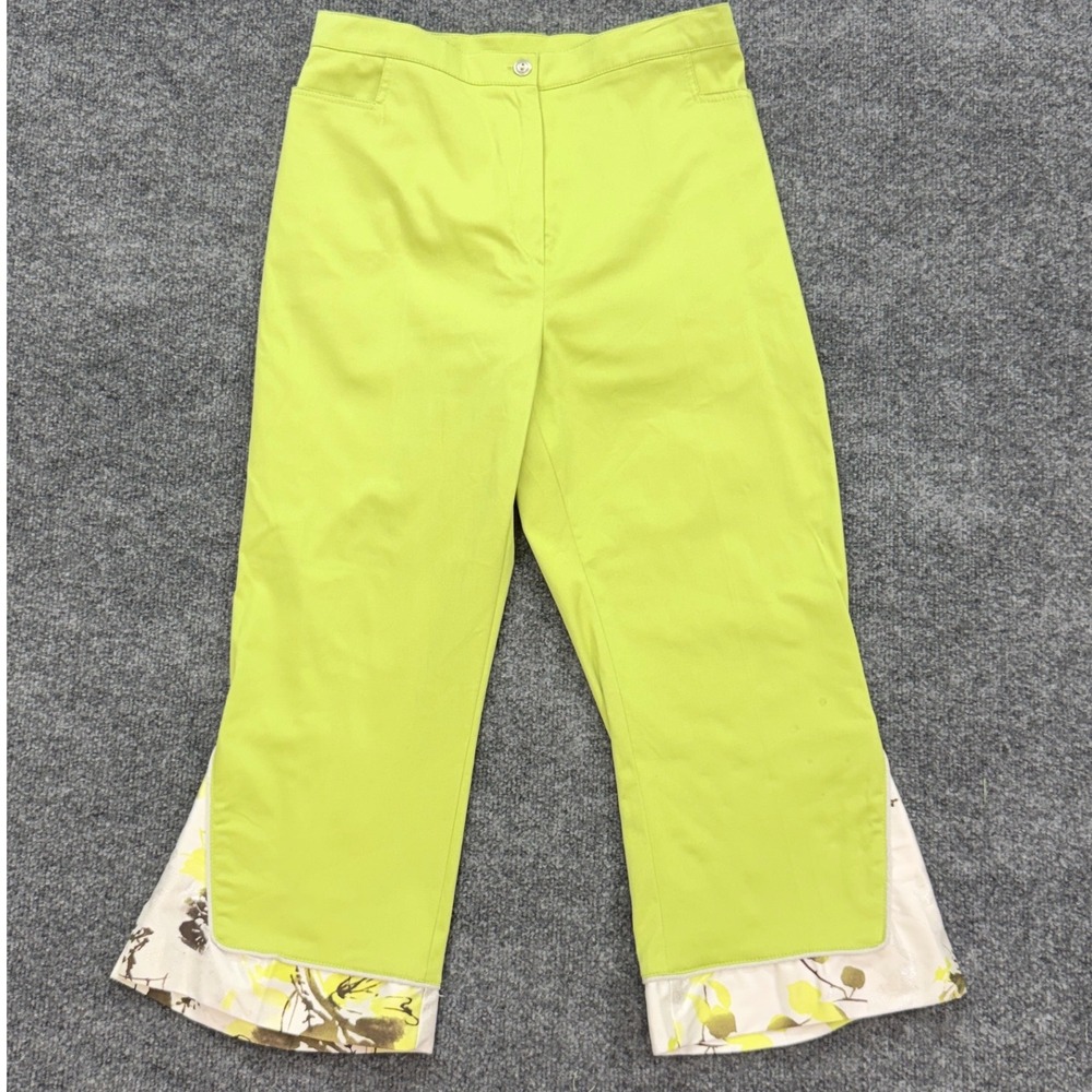 Vintage Sea Suns Capri Pants Womens‎ Small Lime Green Floral Hem Made USA 90s